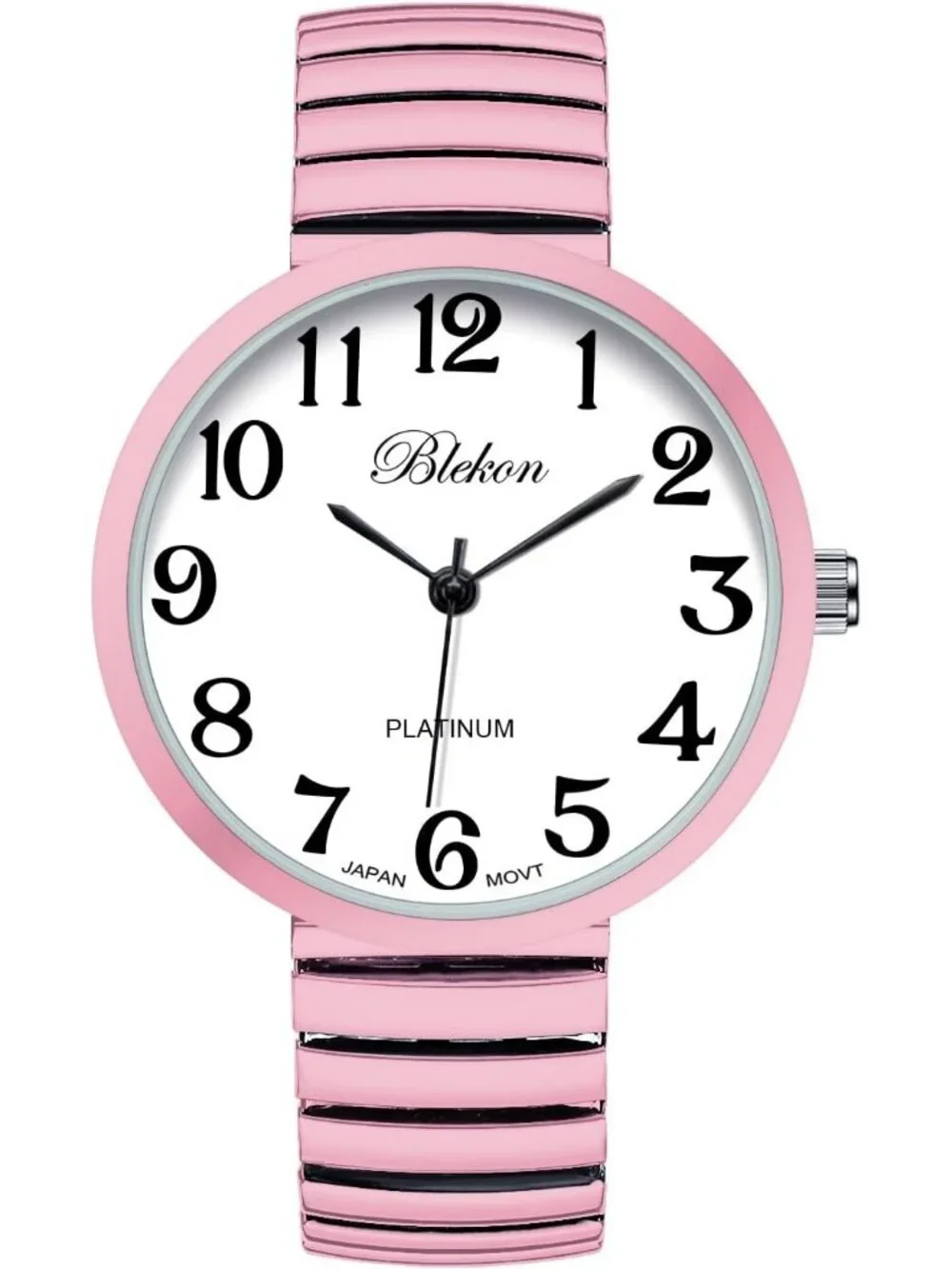 Women's Pink New Super Large Face Stretch Band Japanese Movement Fashion Watch